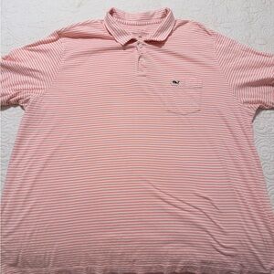 Men's Vineyard Vines Peachy Pink Striped Polo Shirt